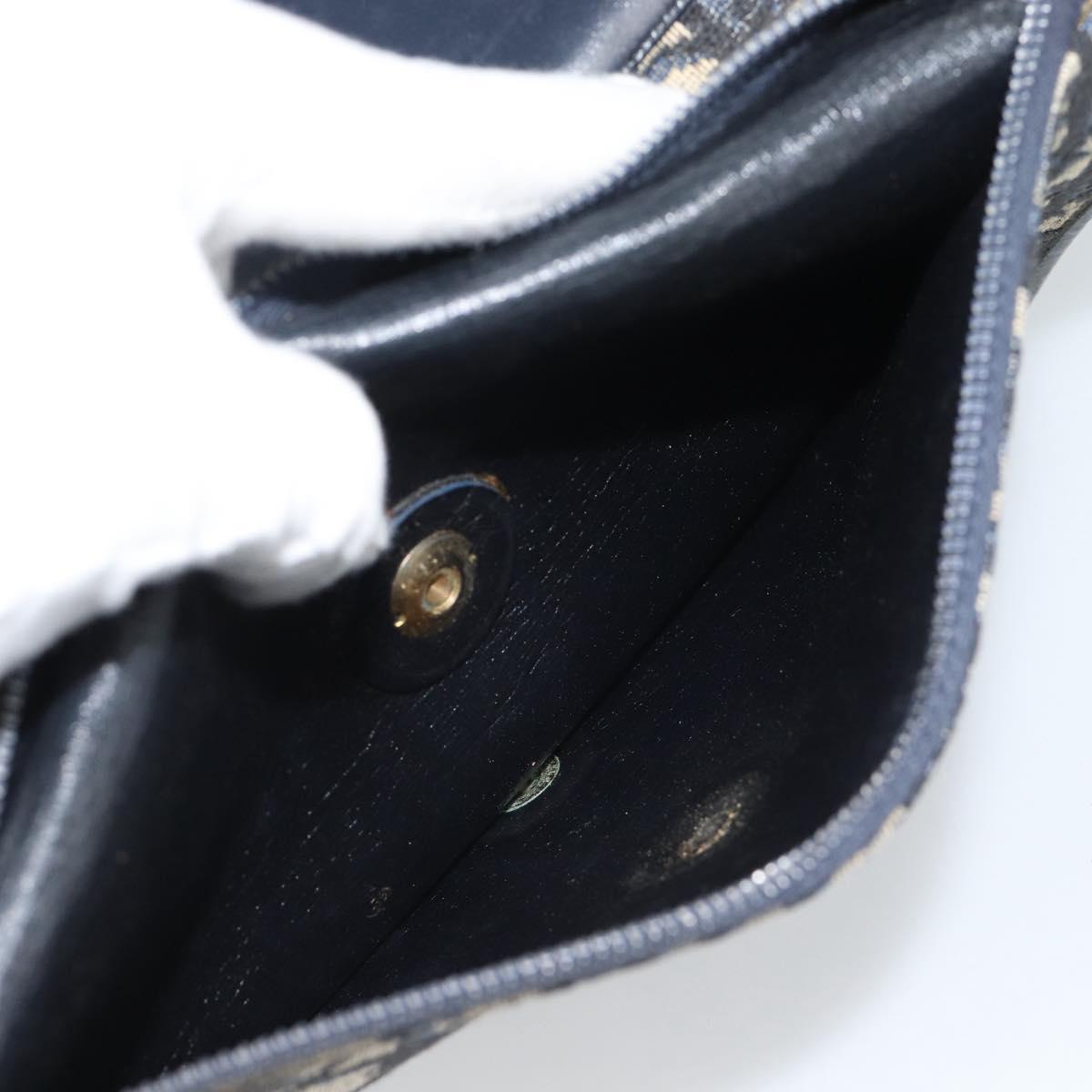 Christian Dior Trotter Canvas Shoulder Bag Navy Gold Auth fm5383
