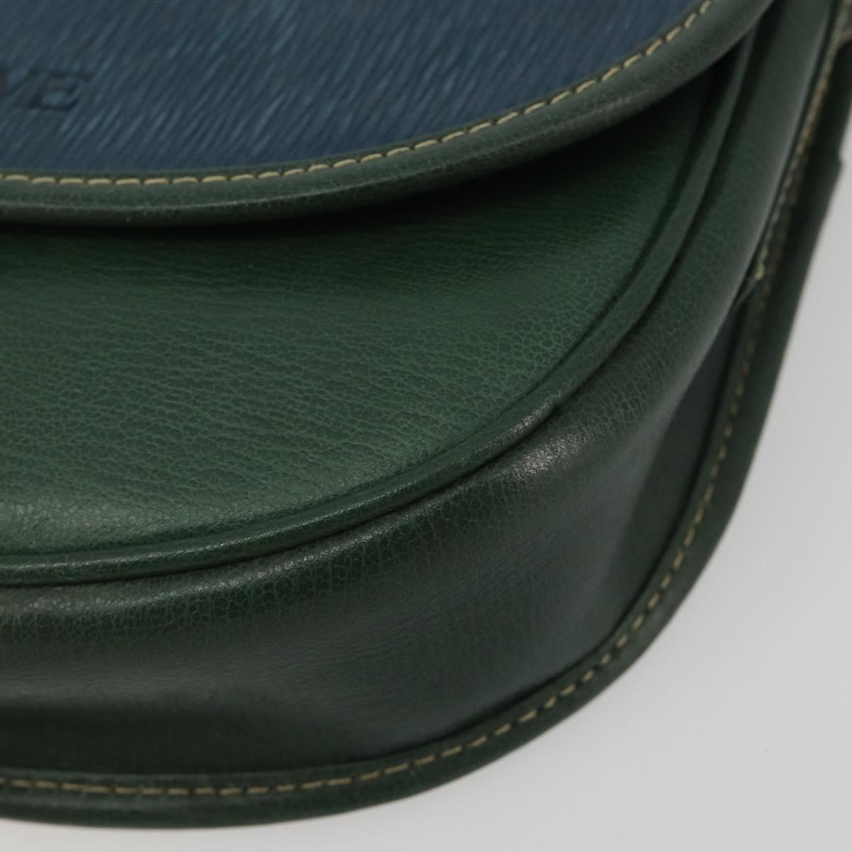 LOEWE Velazquez Shoulder Bag Leather Green Gold Auth fm5384V
