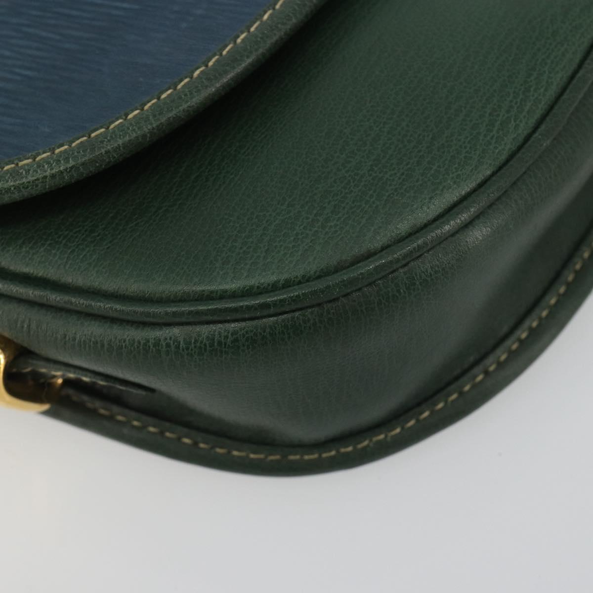 LOEWE Velazquez Shoulder Bag Leather Green Gold Auth fm5384V