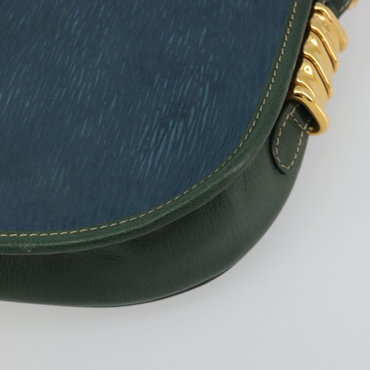 LOEWE Velazquez Shoulder Bag Leather Green Gold Auth fm5384V
