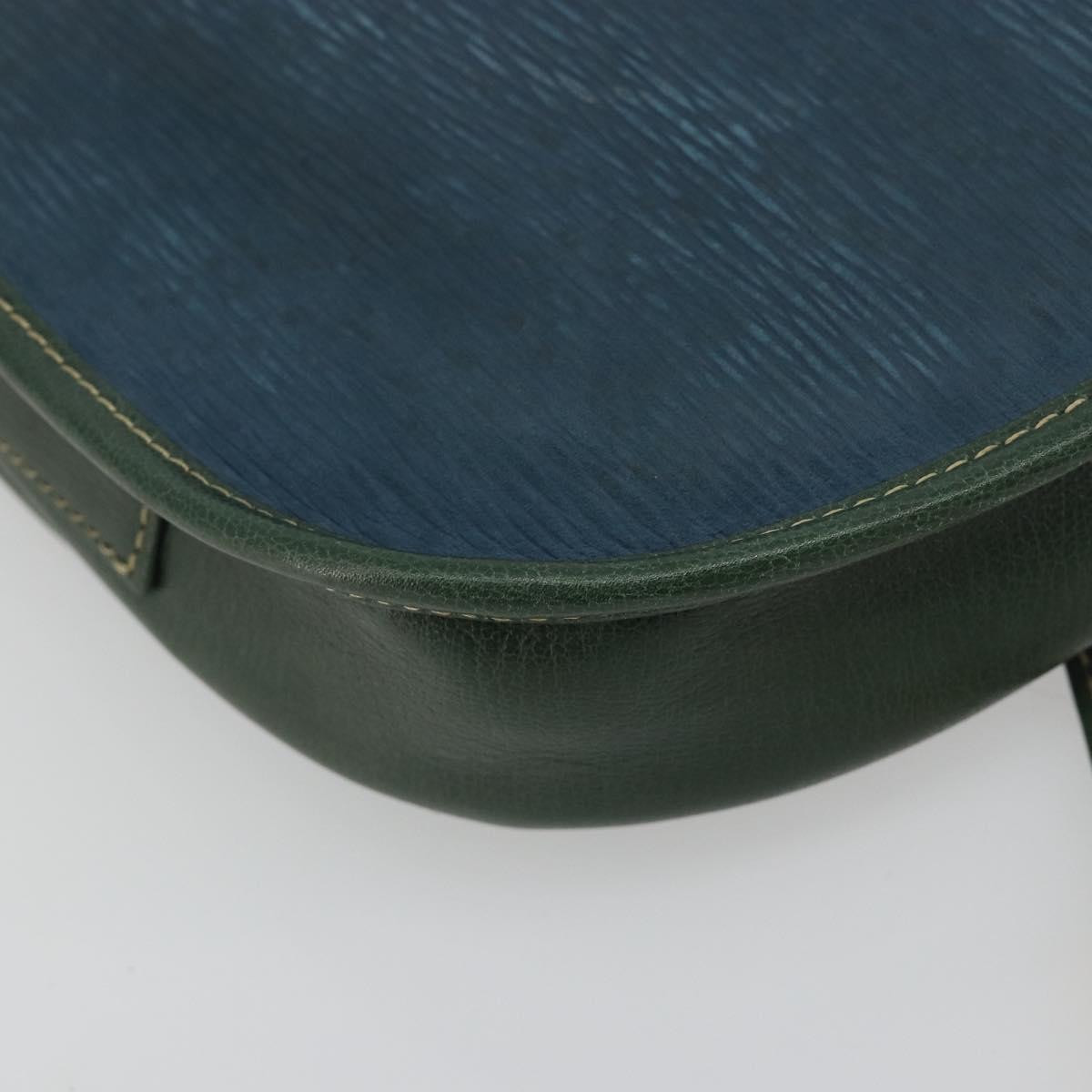 LOEWE Velazquez Shoulder Bag Leather Green Gold Auth fm5384V