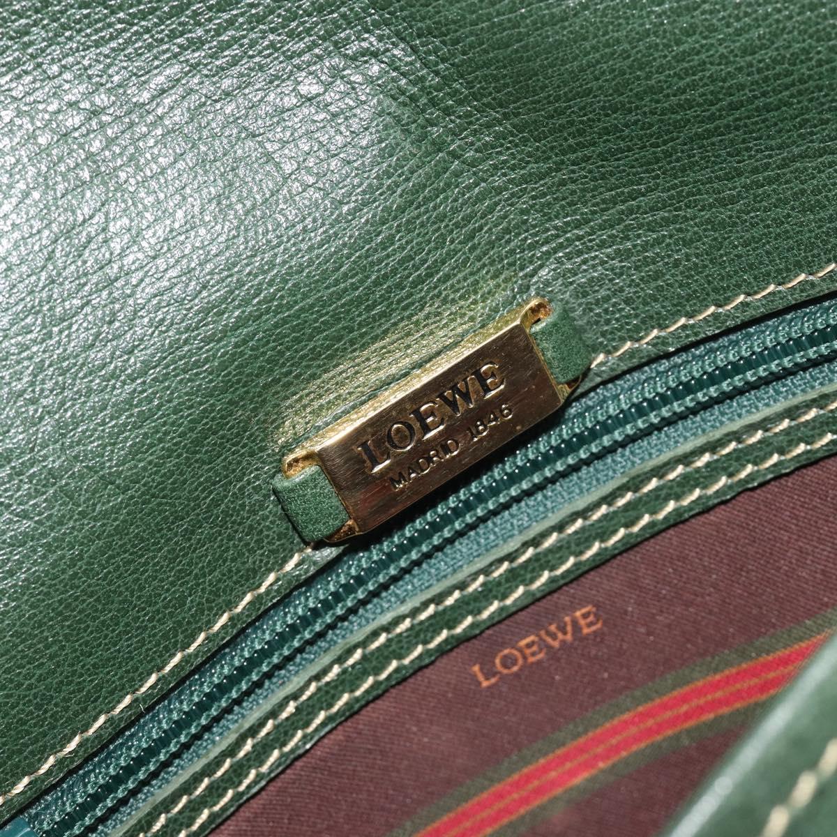 LOEWE Velazquez Shoulder Bag Leather Green Gold Auth fm5384V