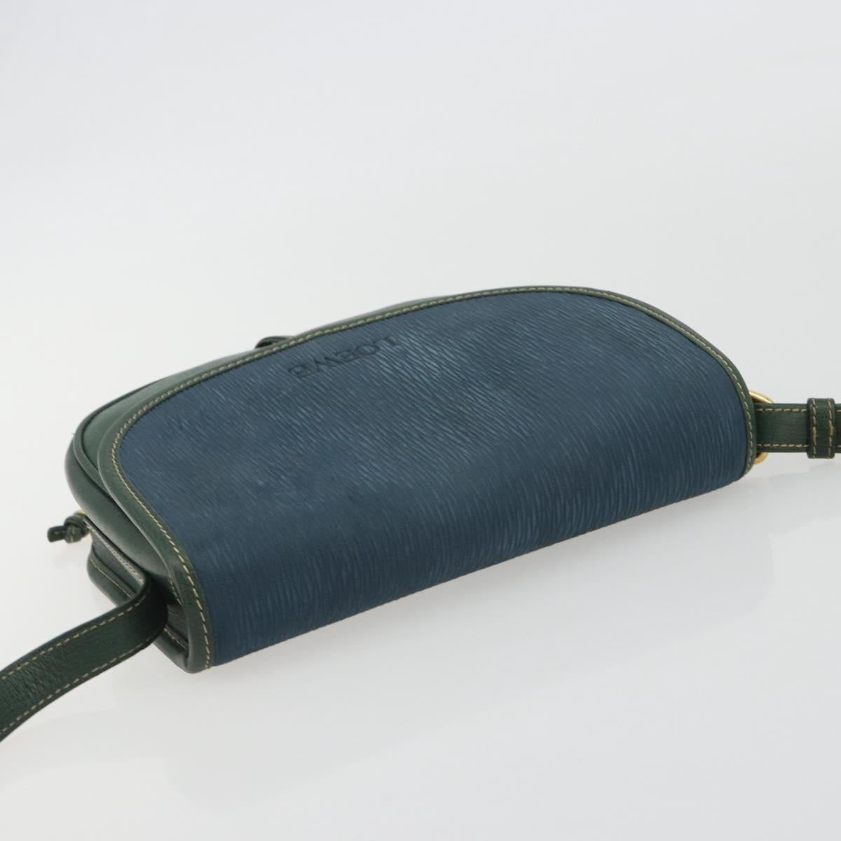 LOEWE Velazquez Shoulder Bag Leather Green Gold Auth fm5384V