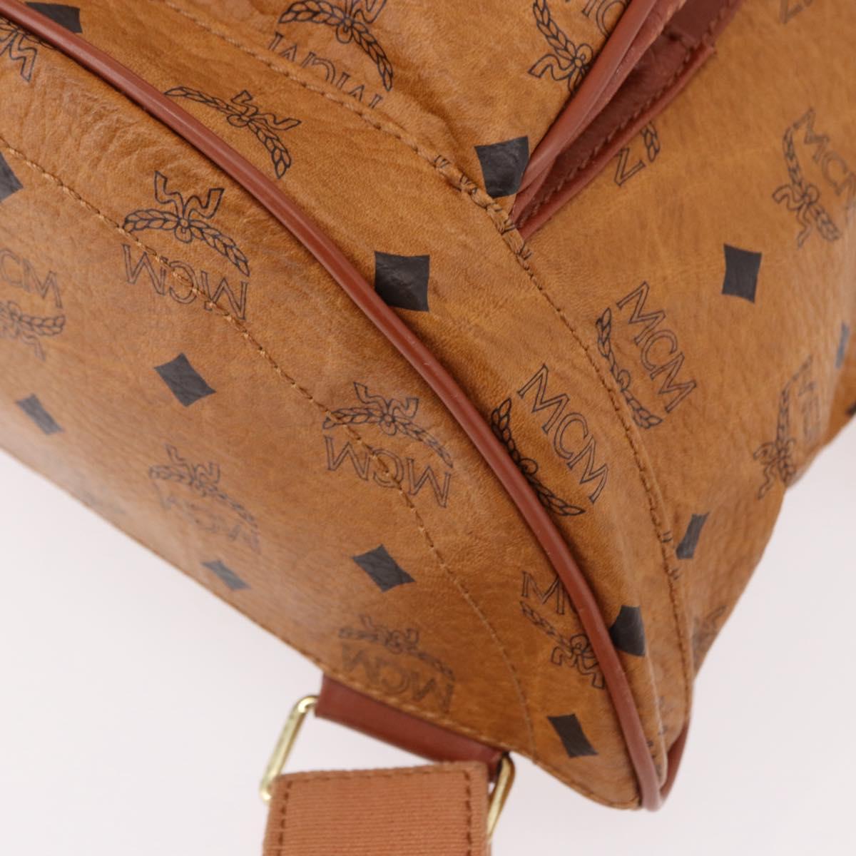 MCM Vicetos Logogram Backpack PVC Beige Gold Auth fm5385A