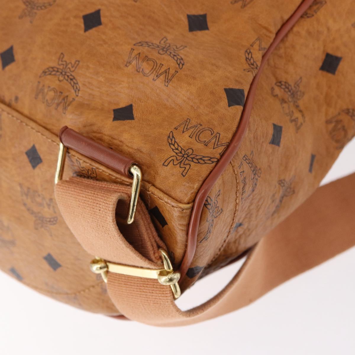 MCM Vicetos Logogram Backpack PVC Beige Gold Auth fm5385A