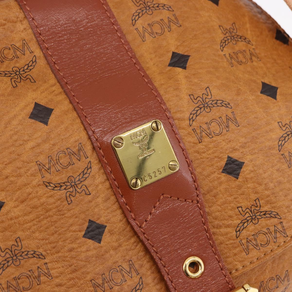 MCM Vicetos Logogram Backpack PVC Beige Gold Auth fm5385A