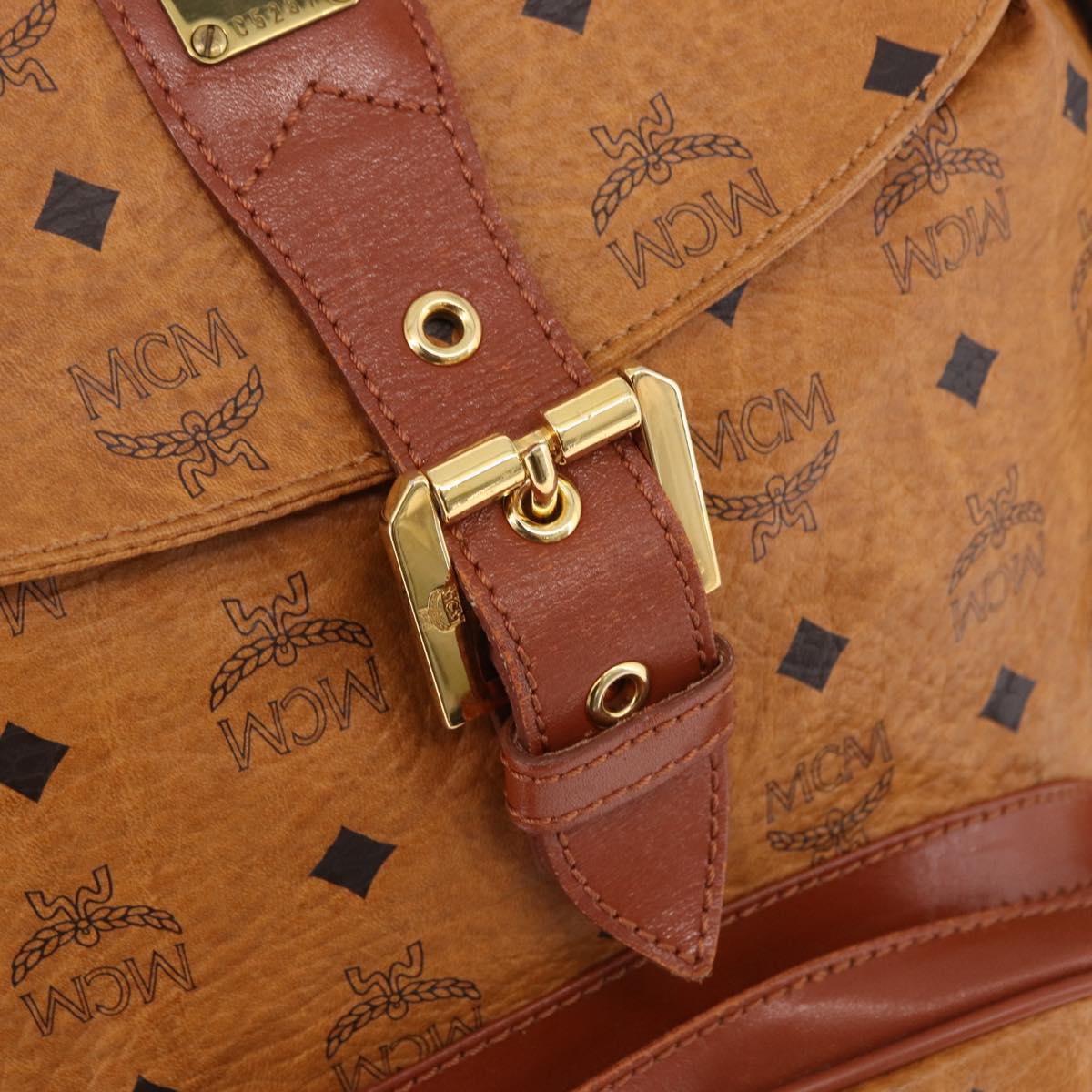 MCM Vicetos Logogram Backpack PVC Beige Gold Auth fm5385A