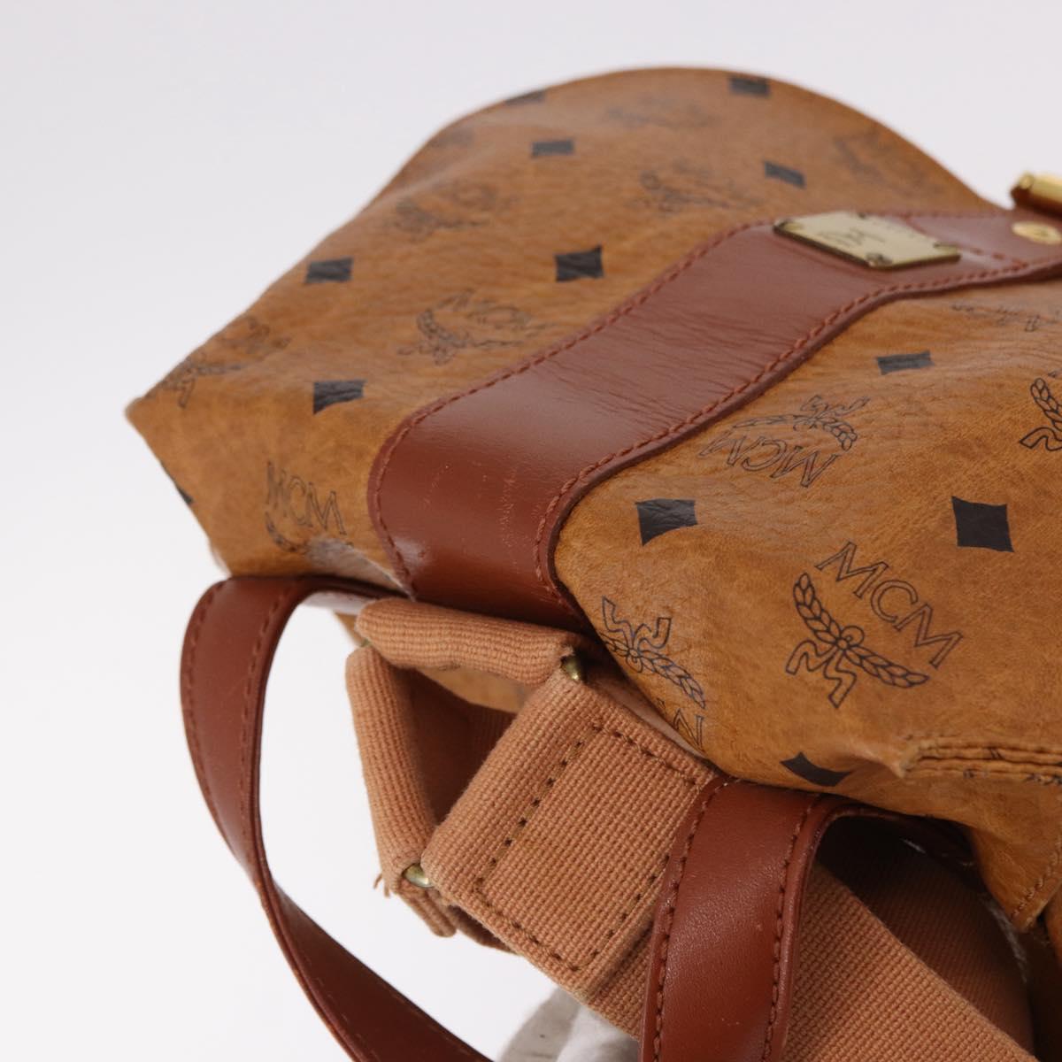 MCM Vicetos Logogram Backpack PVC Beige Gold Auth fm5385A