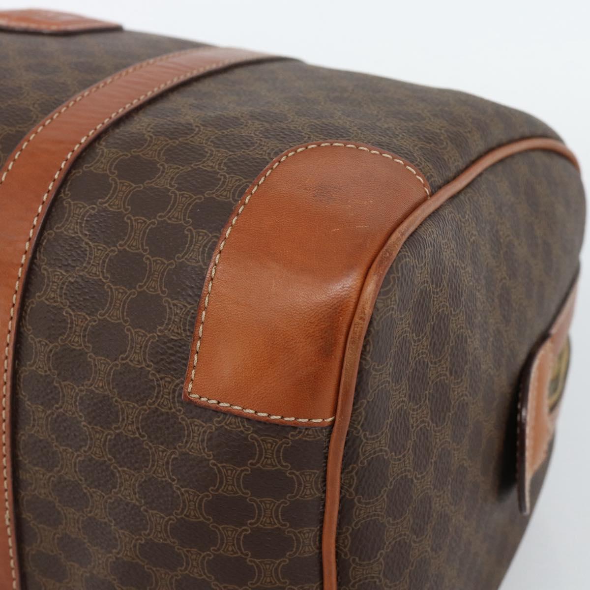 CELINE Macadam Canvas Boston Bag PVC Leather Brown Gold Auth fm5386A