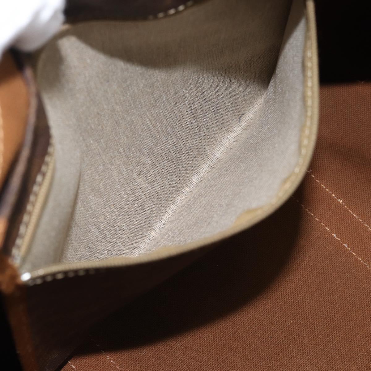CELINE Macadam Canvas Boston Bag PVC Leather Brown Gold Auth fm5386A