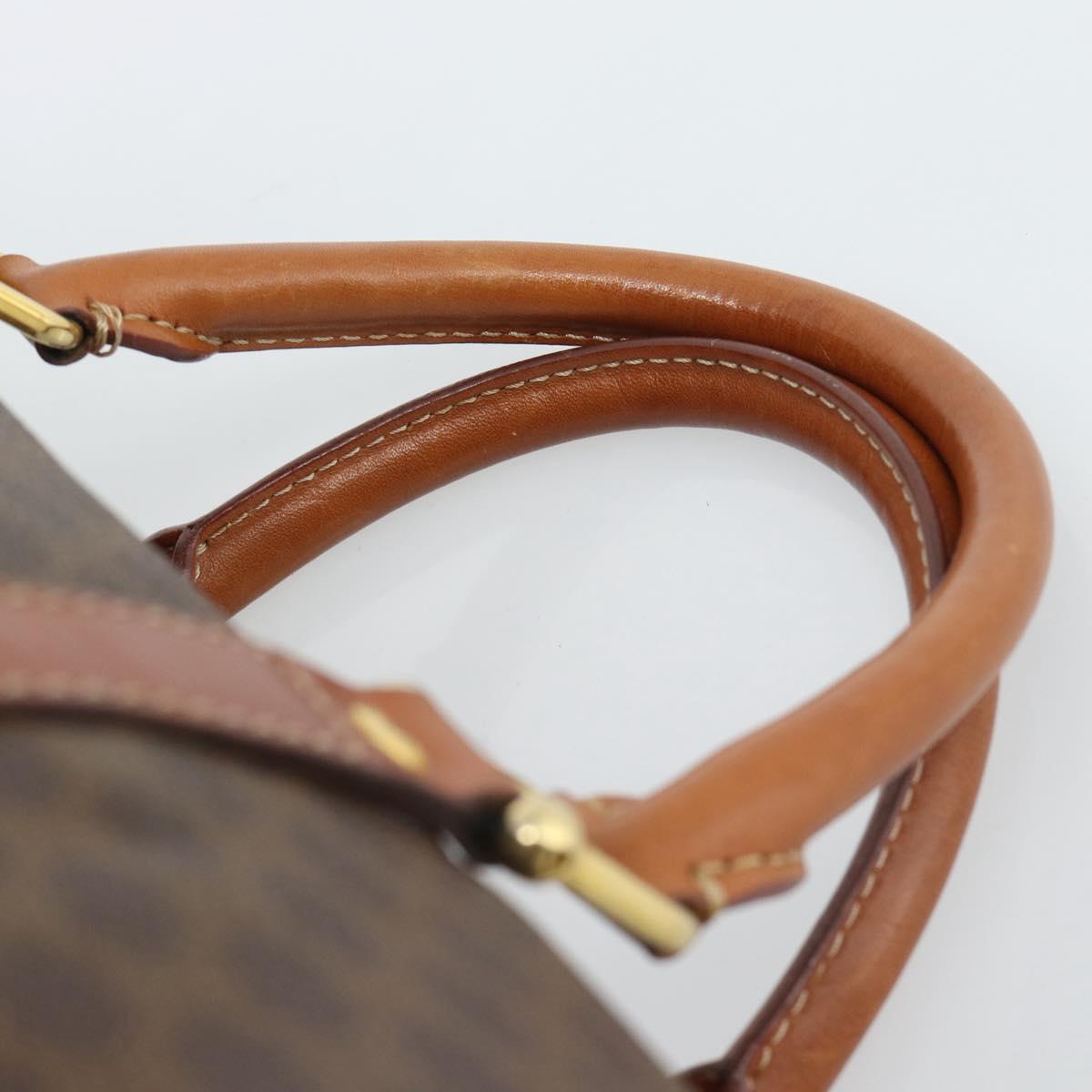 CELINE Macadam Canvas Boston Bag PVC Leather Brown Gold Auth fm5386A