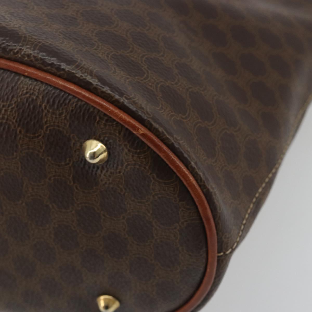 CELINE Macadam Canvas Shoulder Bag PVC Leather Brown Gold Auth fm5387A