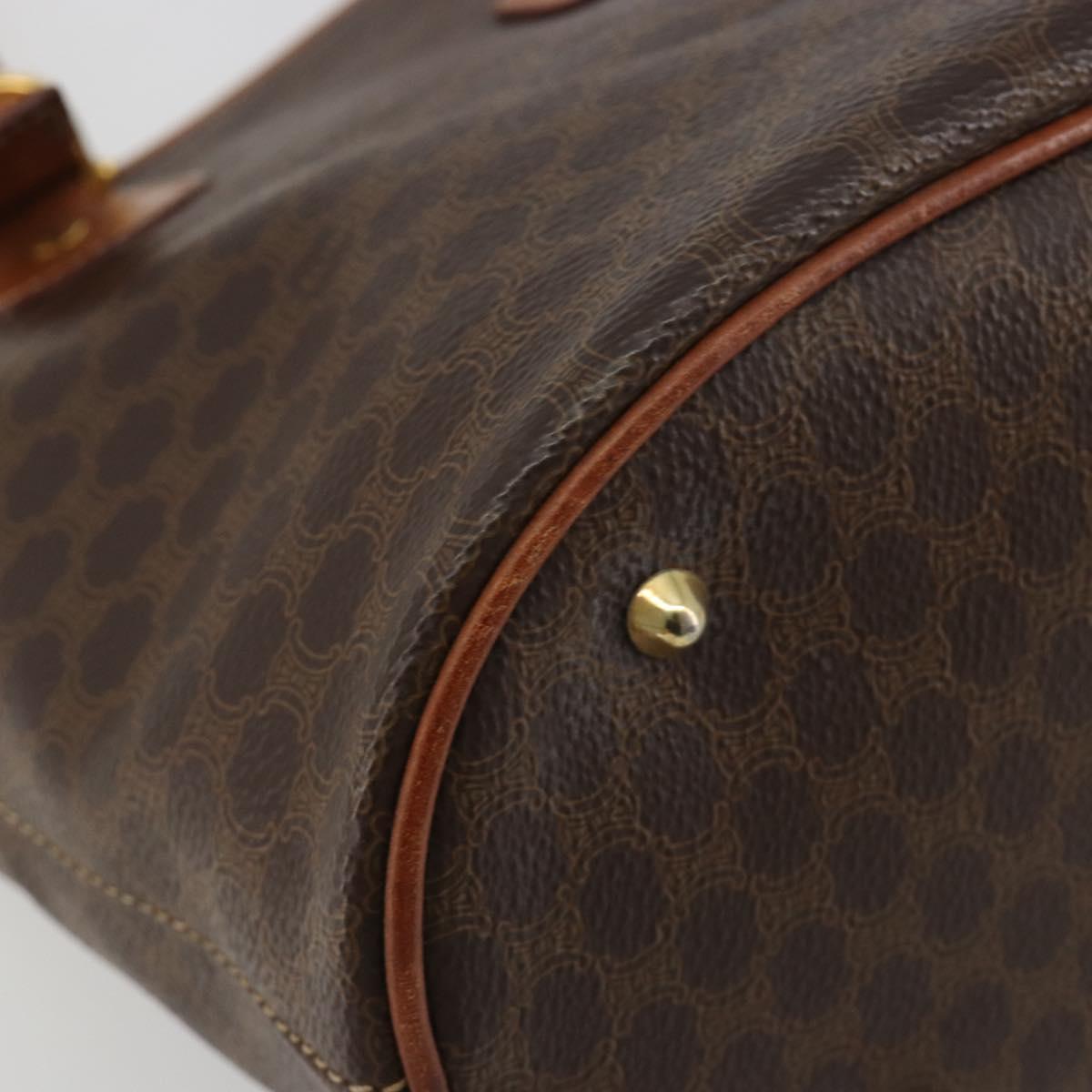 CELINE Macadam Canvas Shoulder Bag PVC Leather Brown Gold Auth fm5387A
