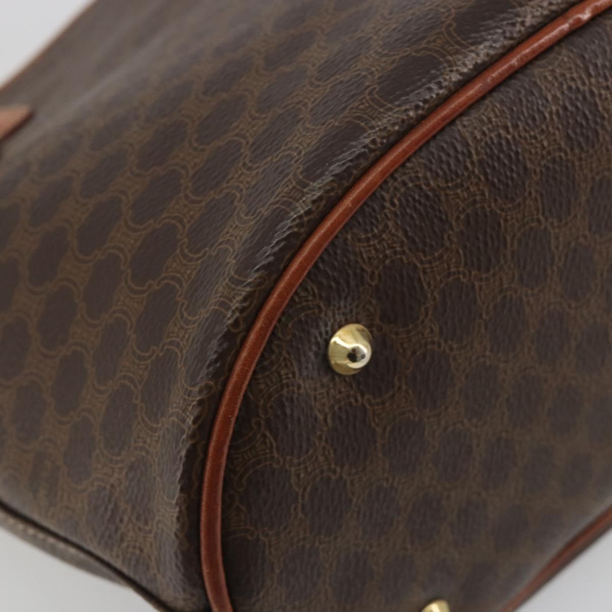 CELINE Macadam Canvas Shoulder Bag PVC Leather Brown Gold Auth fm5387A