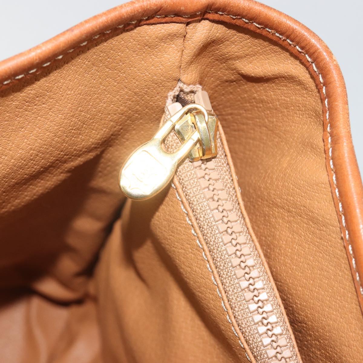 CELINE Macadam Canvas Shoulder Bag PVC Leather Brown Gold Auth fm5387A