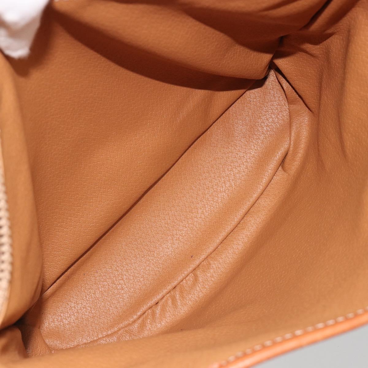 CELINE Macadam Canvas Shoulder Bag PVC Leather Brown Gold Auth fm5387A