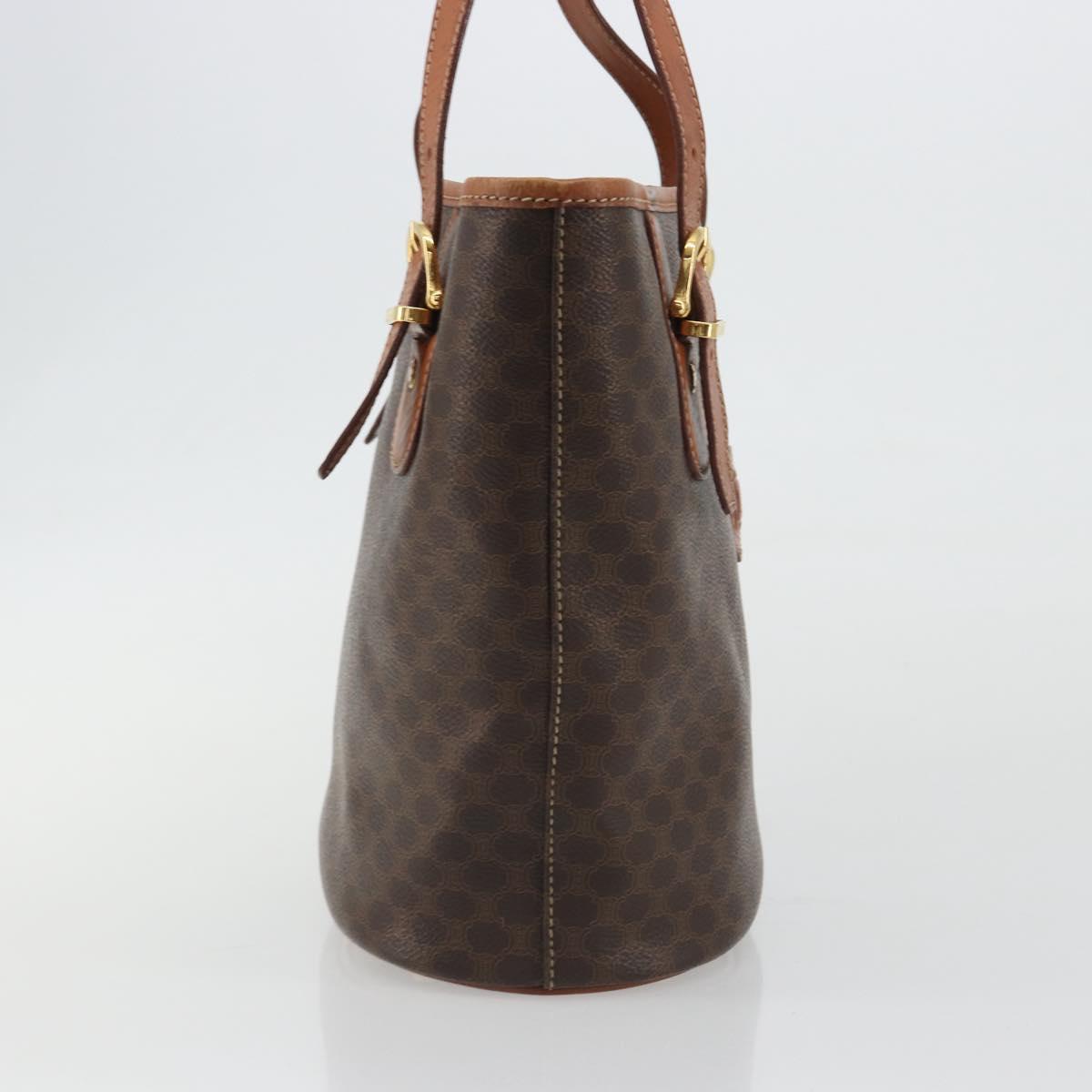 CELINE Macadam Canvas Shoulder Bag PVC Leather Brown Gold Auth fm5387A
