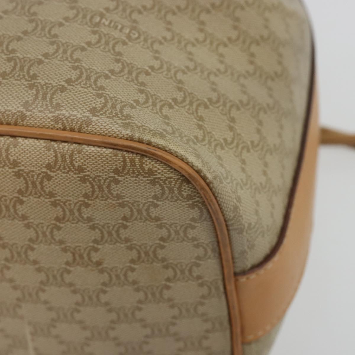 CELINE Macadam Canvas Hand Bag PVC Beige Gold Auth fm5389A