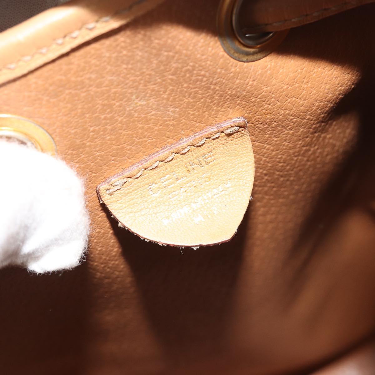 CELINE Macadam Canvas Hand Bag PVC Beige Gold Auth fm5389A