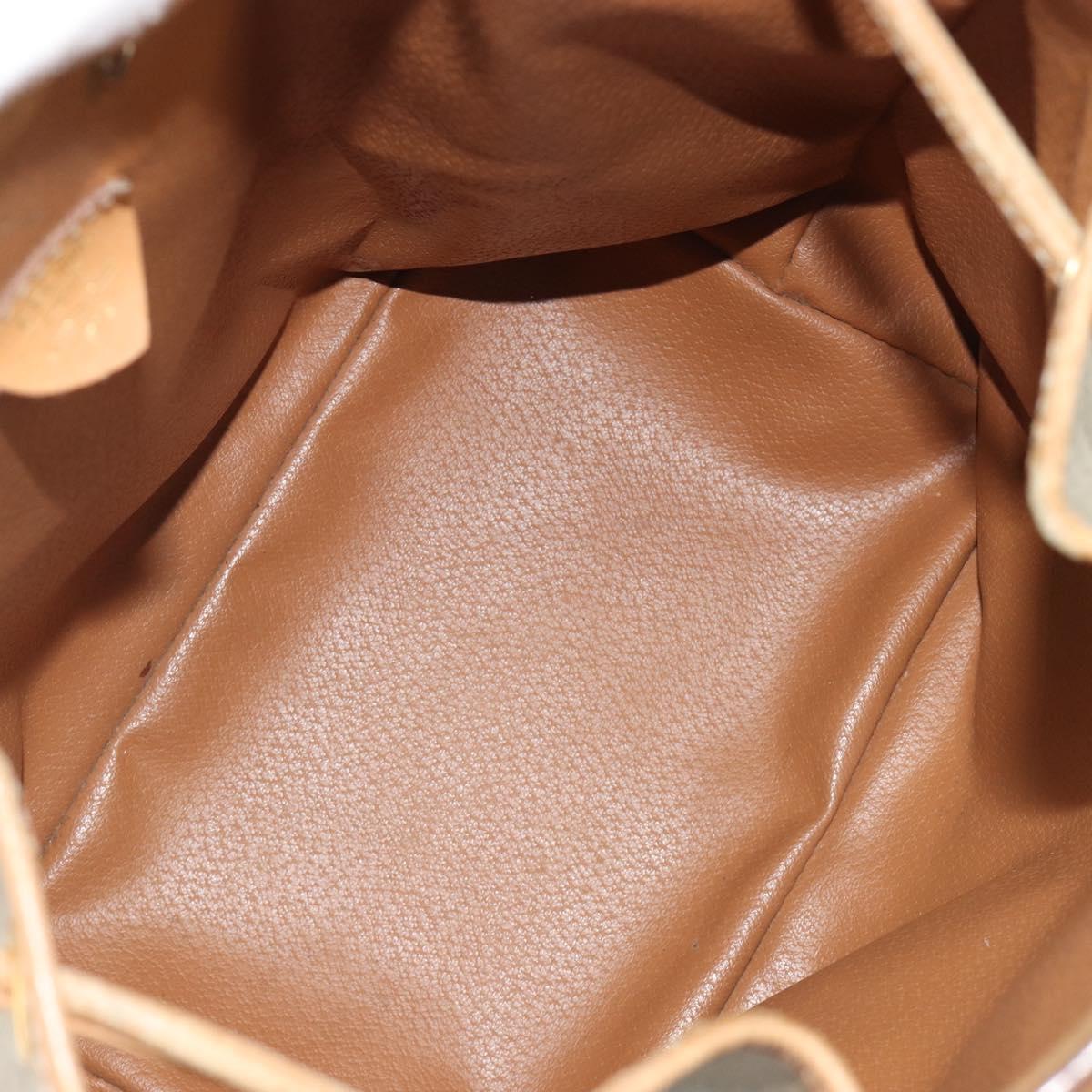 CELINE Macadam Canvas Hand Bag PVC Beige Gold Auth fm5389A