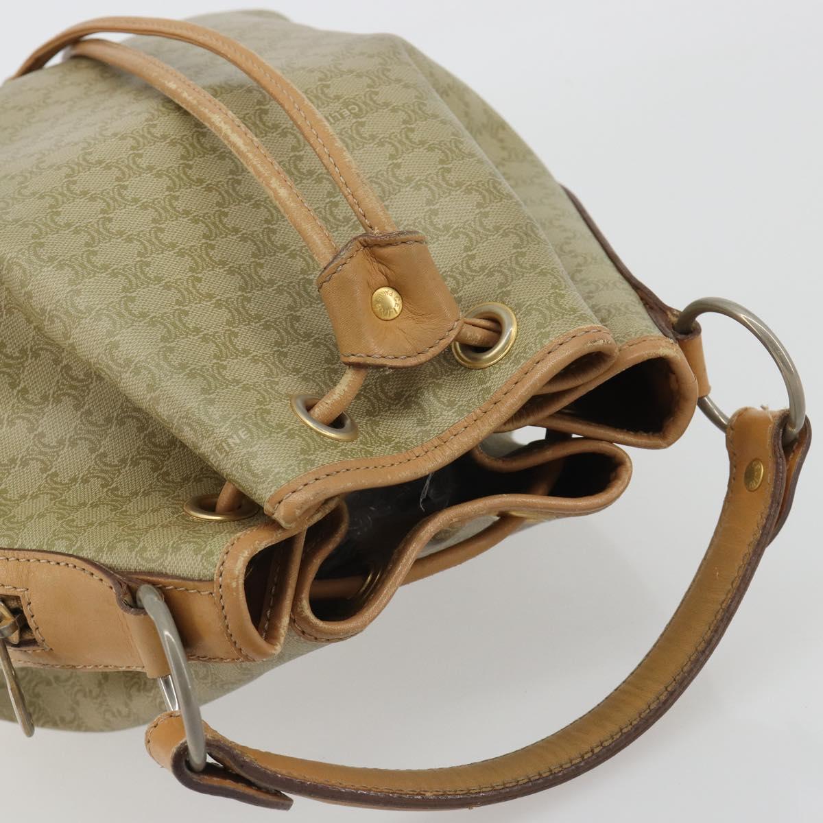 CELINE Macadam Canvas Hand Bag PVC Beige Gold Auth fm5389A