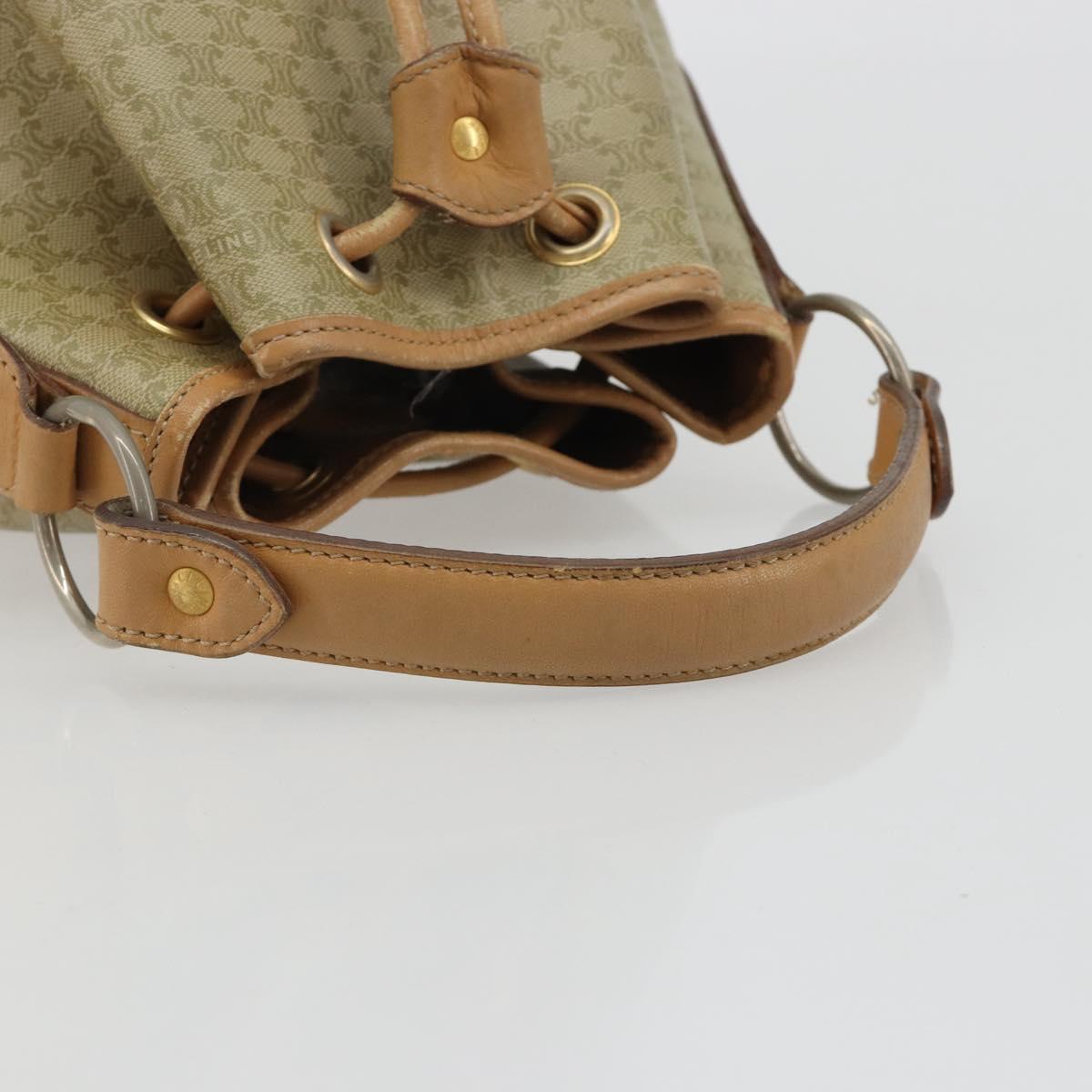 CELINE Macadam Canvas Hand Bag PVC Beige Gold Auth fm5389A