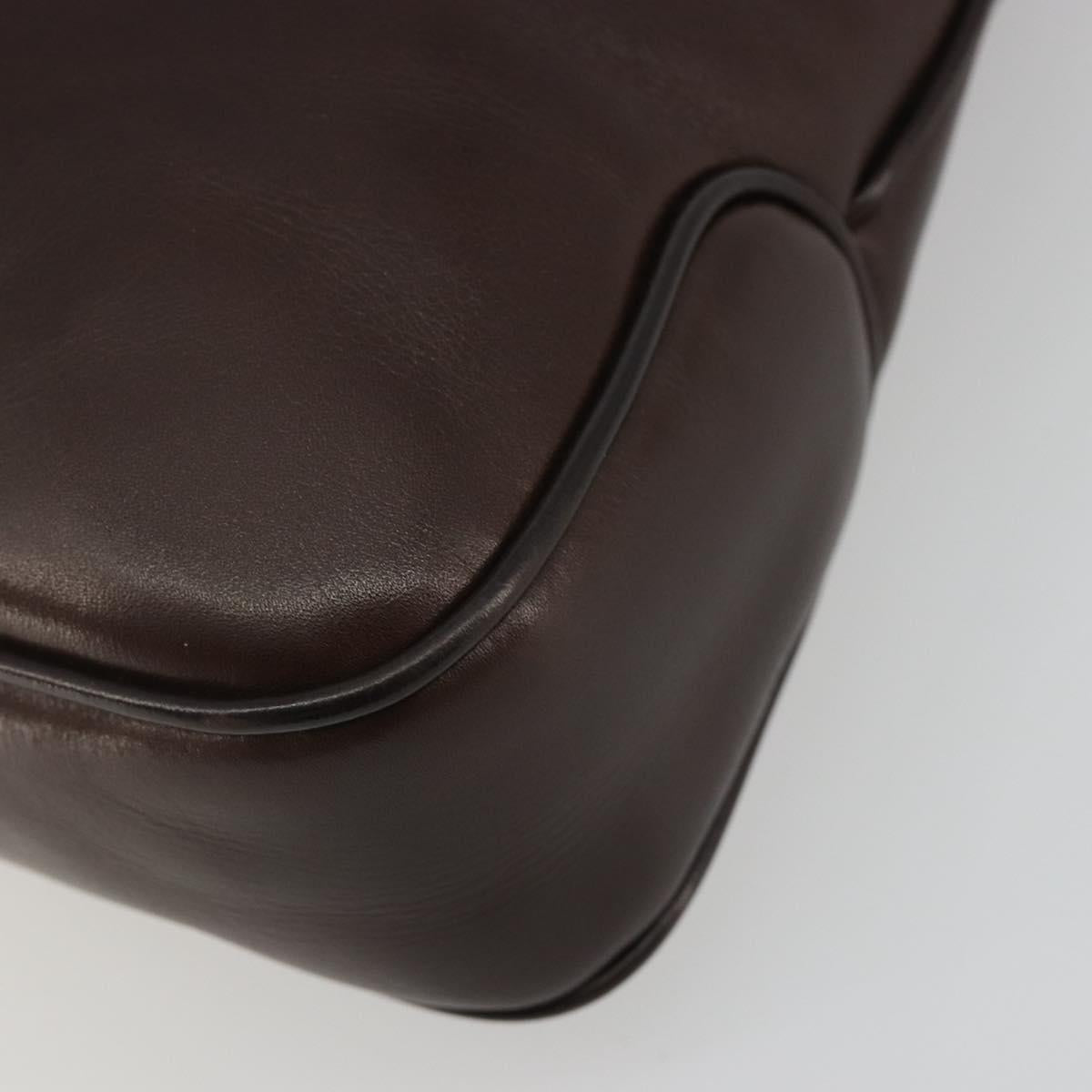 CELINE Shoulder Bag Leather Brown Gold Auth fm5394A
