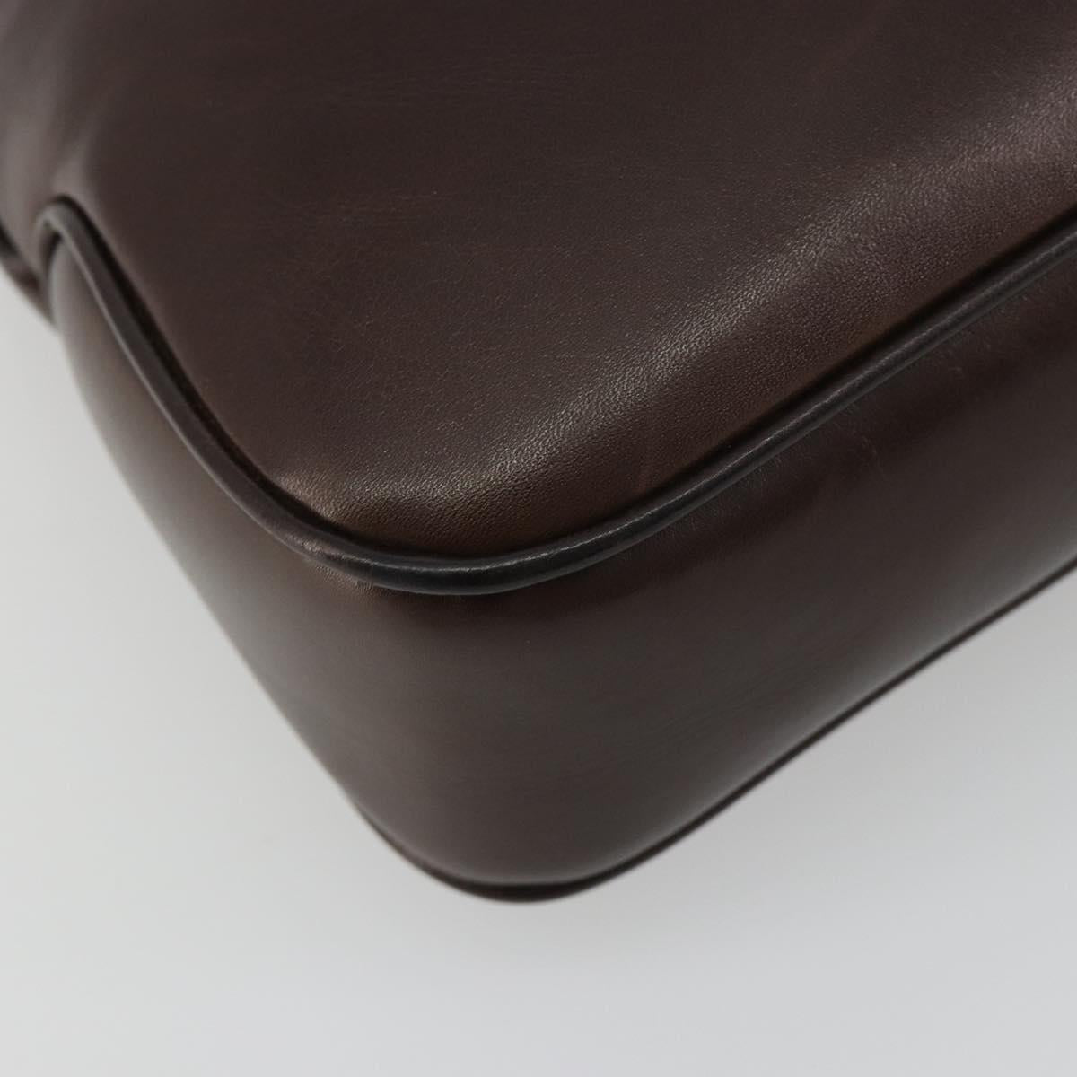 CELINE Shoulder Bag Leather Brown Gold Auth fm5394A
