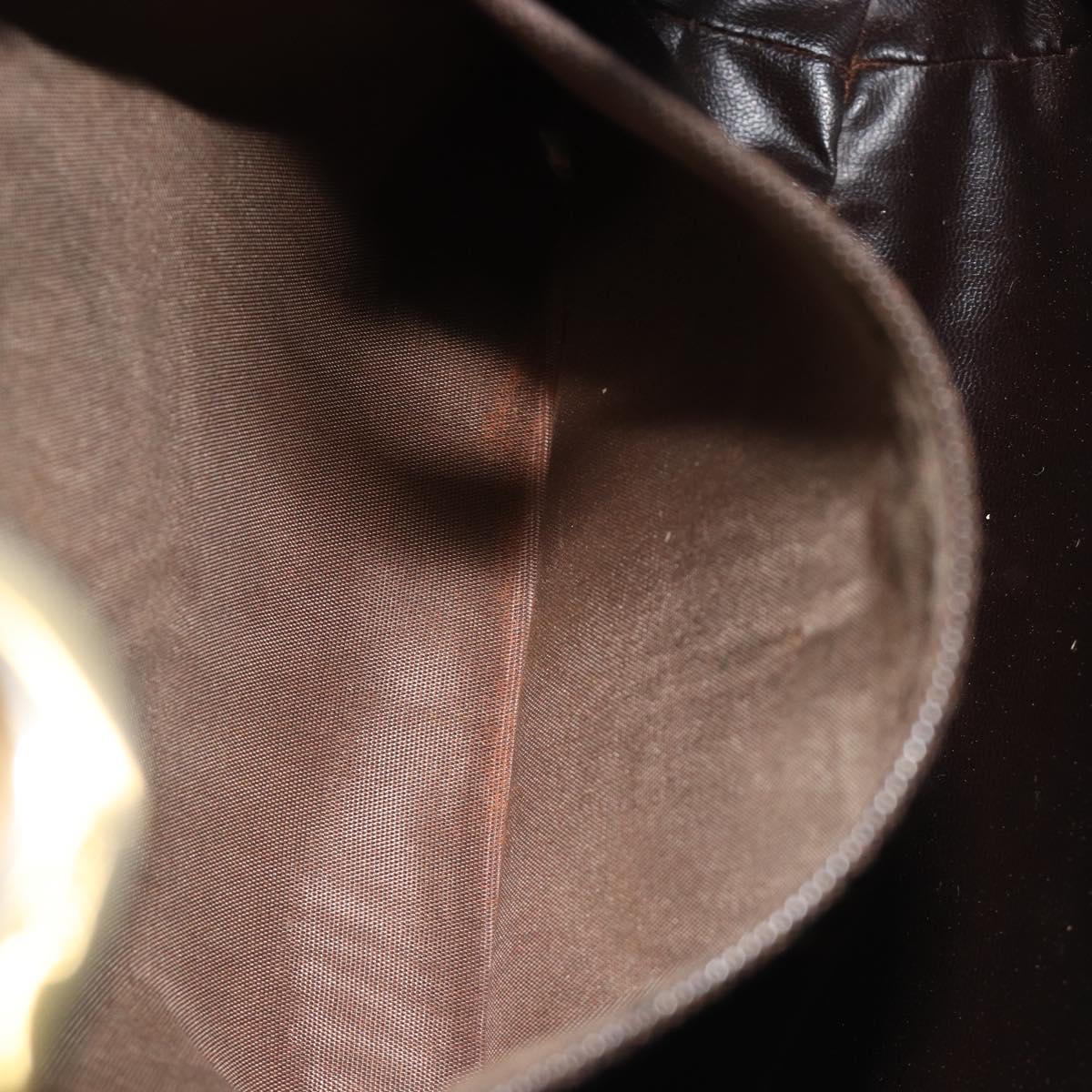 CELINE Shoulder Bag Leather Brown Gold Auth fm5394A