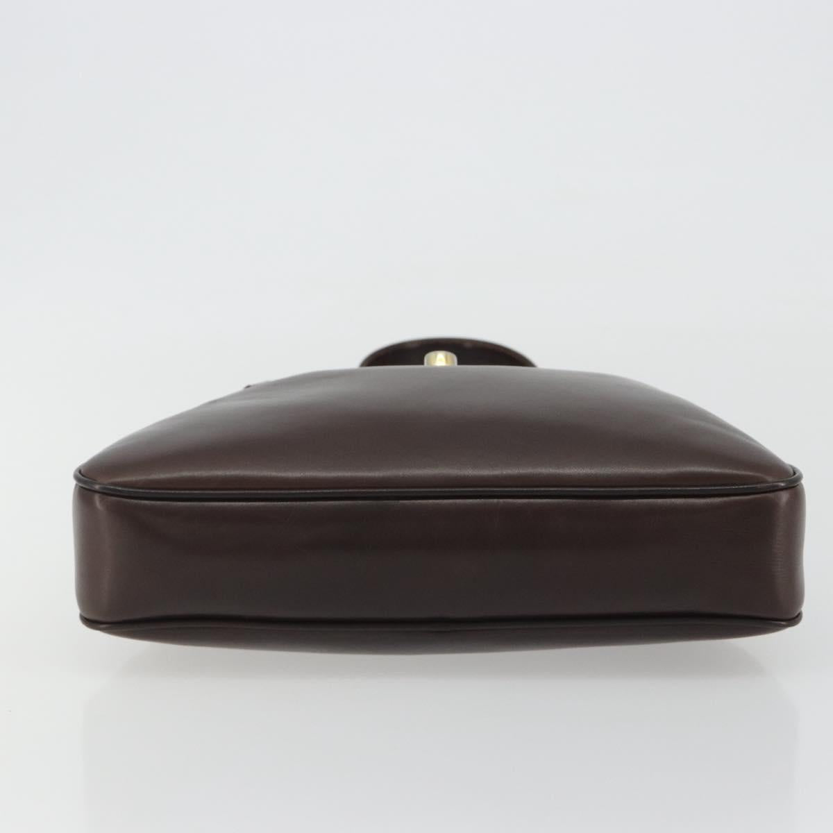 CELINE Shoulder Bag Leather Brown Gold Auth fm5394A