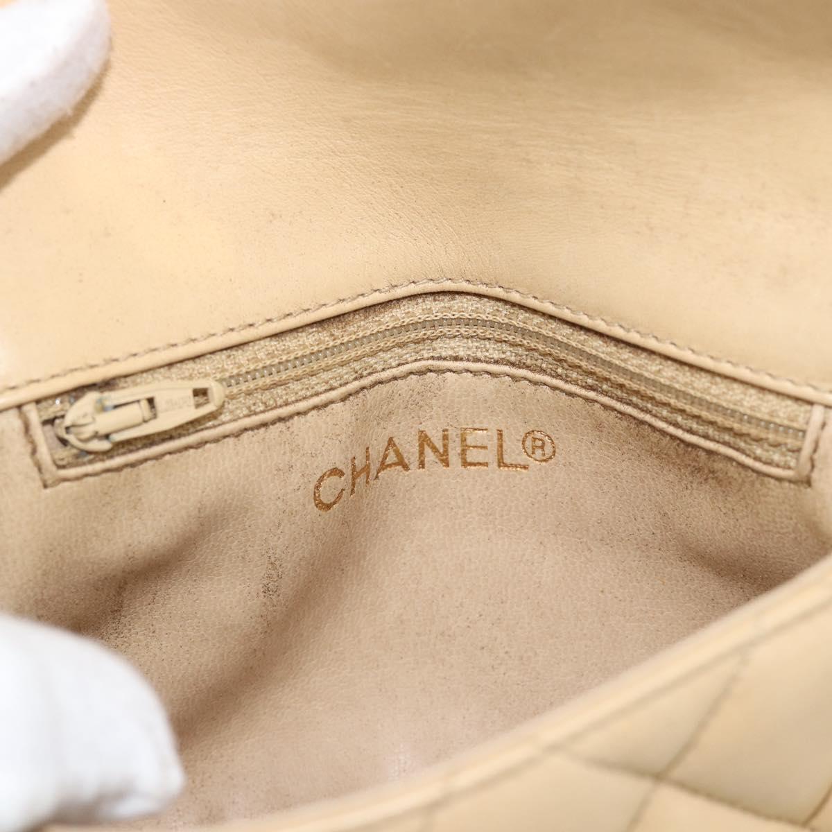 CHANEL Matelasse Waist bag Lamb Skin Beige Gold CC Auth fm5396