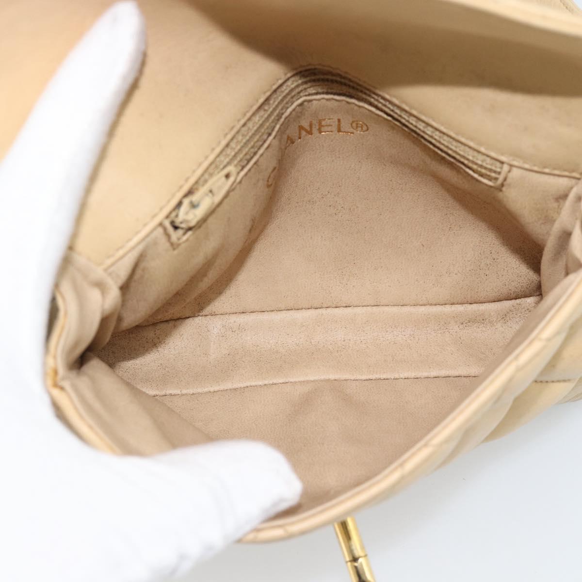 CHANEL Matelasse Waist bag Lamb Skin Beige Gold CC Auth fm5396