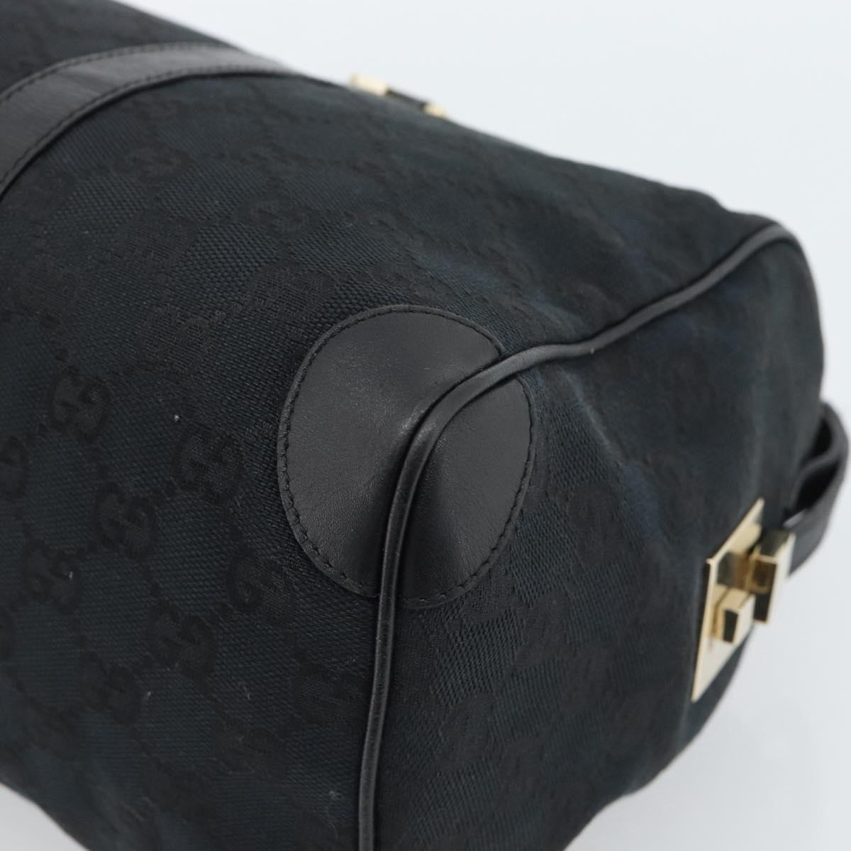 GUCCI GG Canvas Boston Bag Black Gold 000 0846 Auth fm5397V