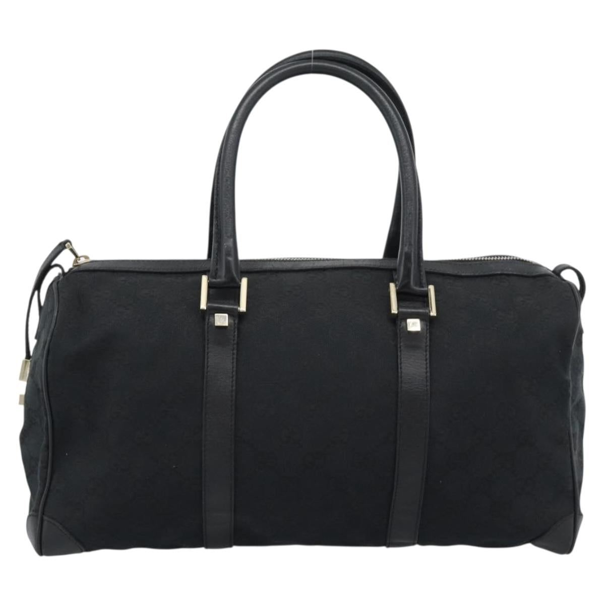 GUCCI GG Canvas Boston Bag Black Gold 000 0846 Auth fm5397V