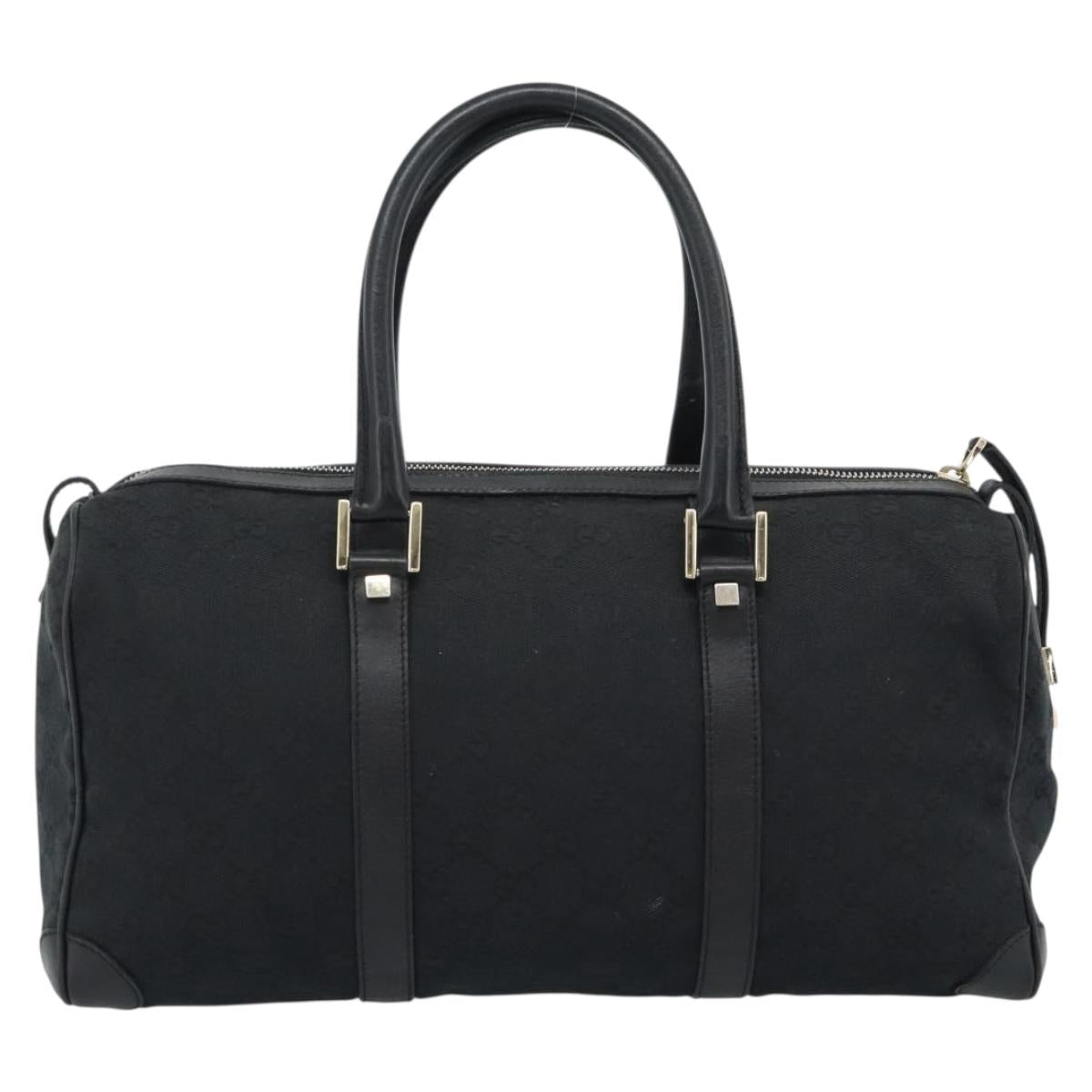 GUCCI GG Canvas Boston Bag Black Gold 000 0846 Auth fm5397V