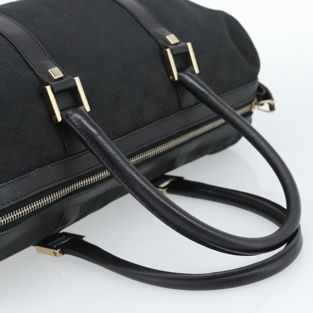 GUCCI GG Canvas Boston Bag Black Gold 000 0846 Auth fm5397V