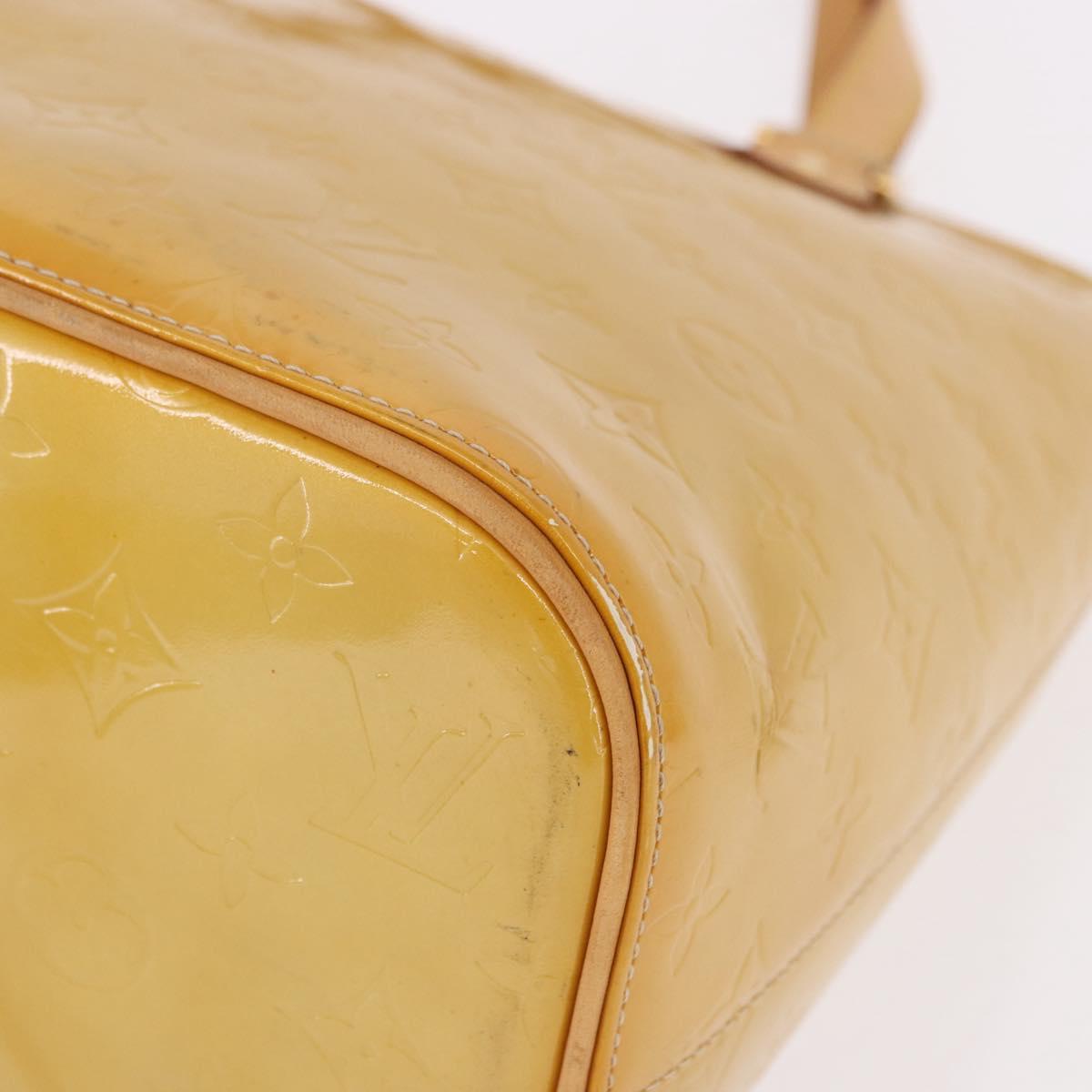 LOUIS VUITTON Monogram Vernis Houston Hand Bag Beige M91004 LV Auth fm5399