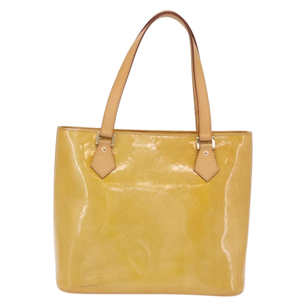 LOUIS VUITTON Monogram Vernis Houston Hand Bag Beige M91004 LV Auth fm5399