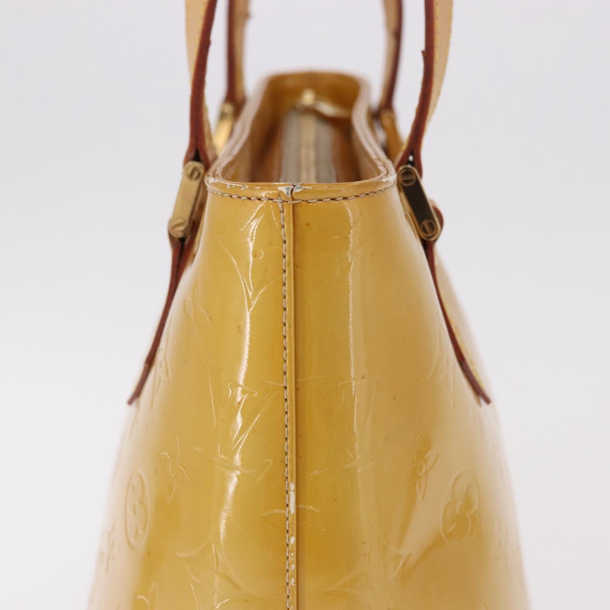 LOUIS VUITTON Monogram Vernis Houston Hand Bag Beige M91004 LV Auth fm5399
