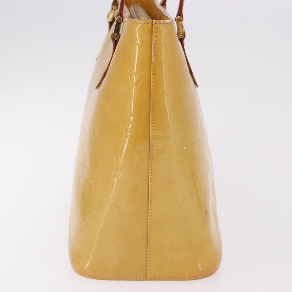 LOUIS VUITTON Monogram Vernis Houston Hand Bag Beige M91004 LV Auth fm5399