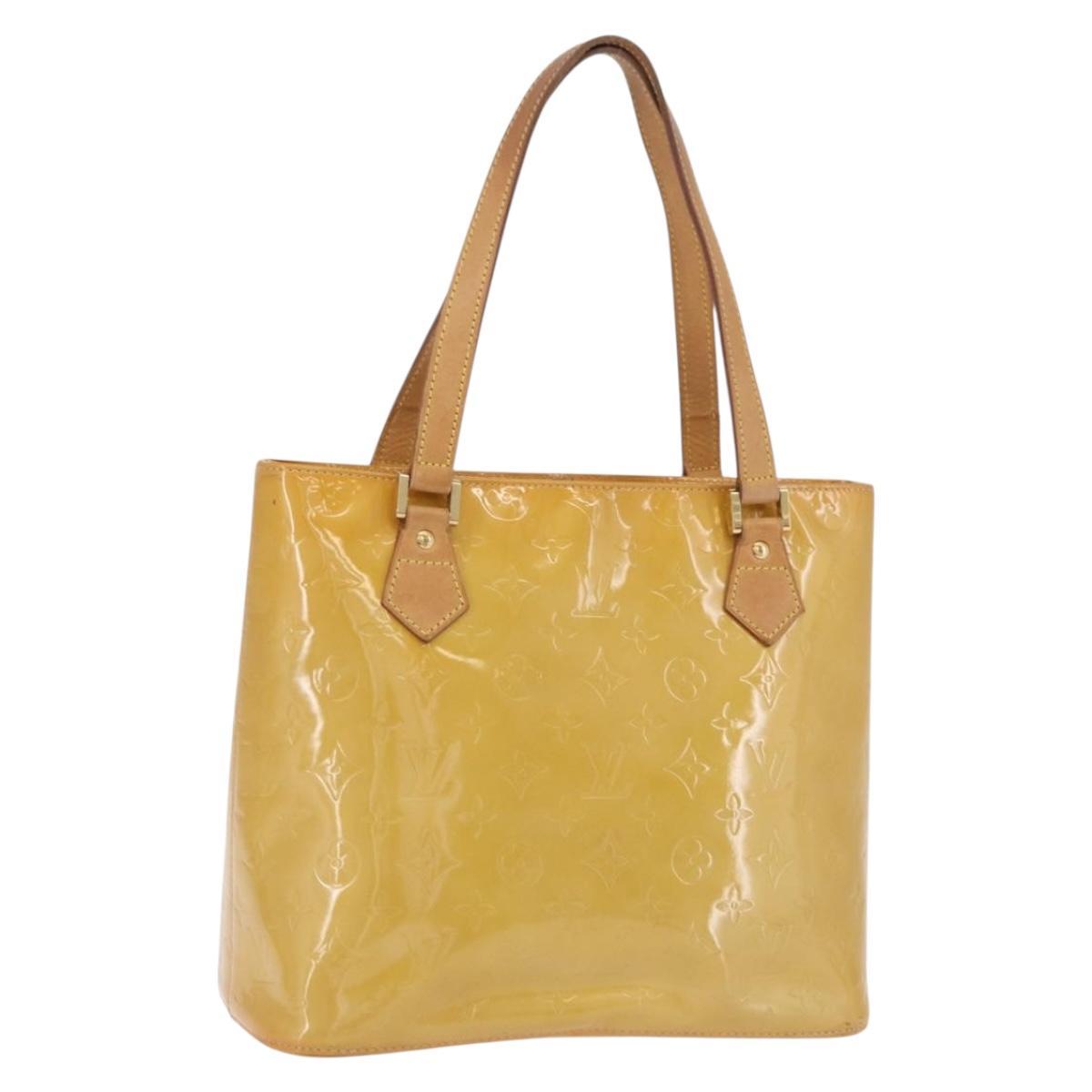 LOUIS VUITTON Monogram Vernis Houston Hand Bag Beige M91004 LV Auth fm5400