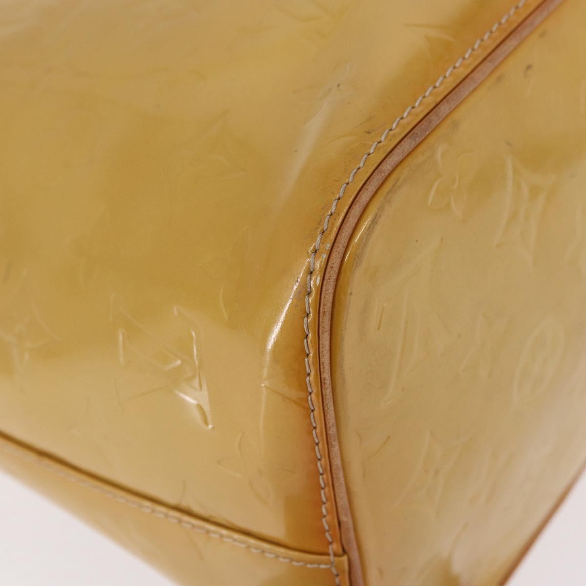 LOUIS VUITTON Monogram Vernis Houston Hand Bag Beige M91004 LV Auth fm5400