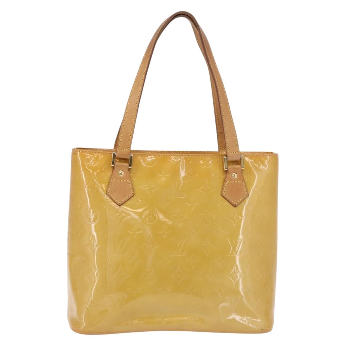 LOUIS VUITTON Monogram Vernis Houston Hand Bag Beige M91004 LV Auth fm5400