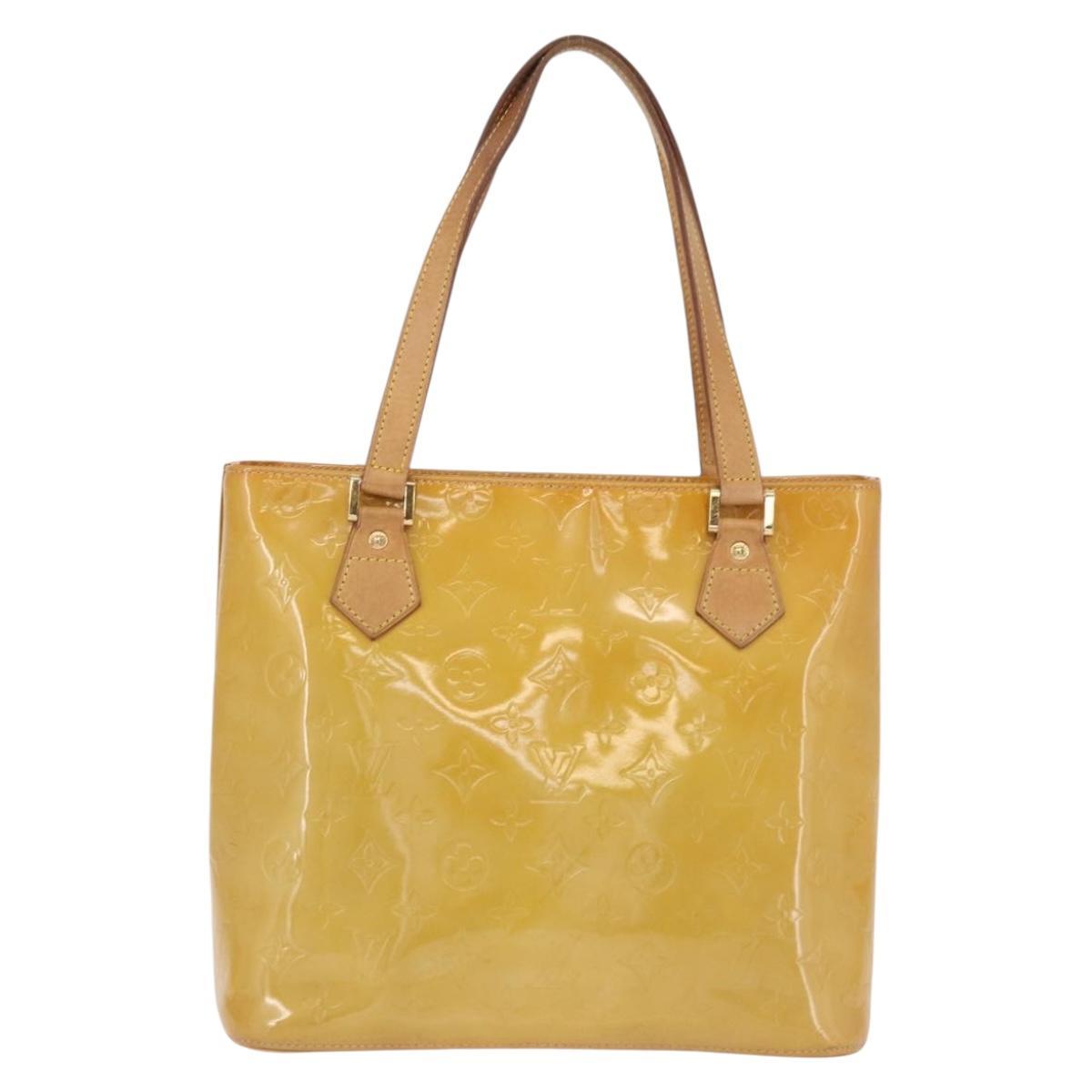 LOUIS VUITTON Monogram Vernis Houston Hand Bag Beige M91004 LV Auth fm5400