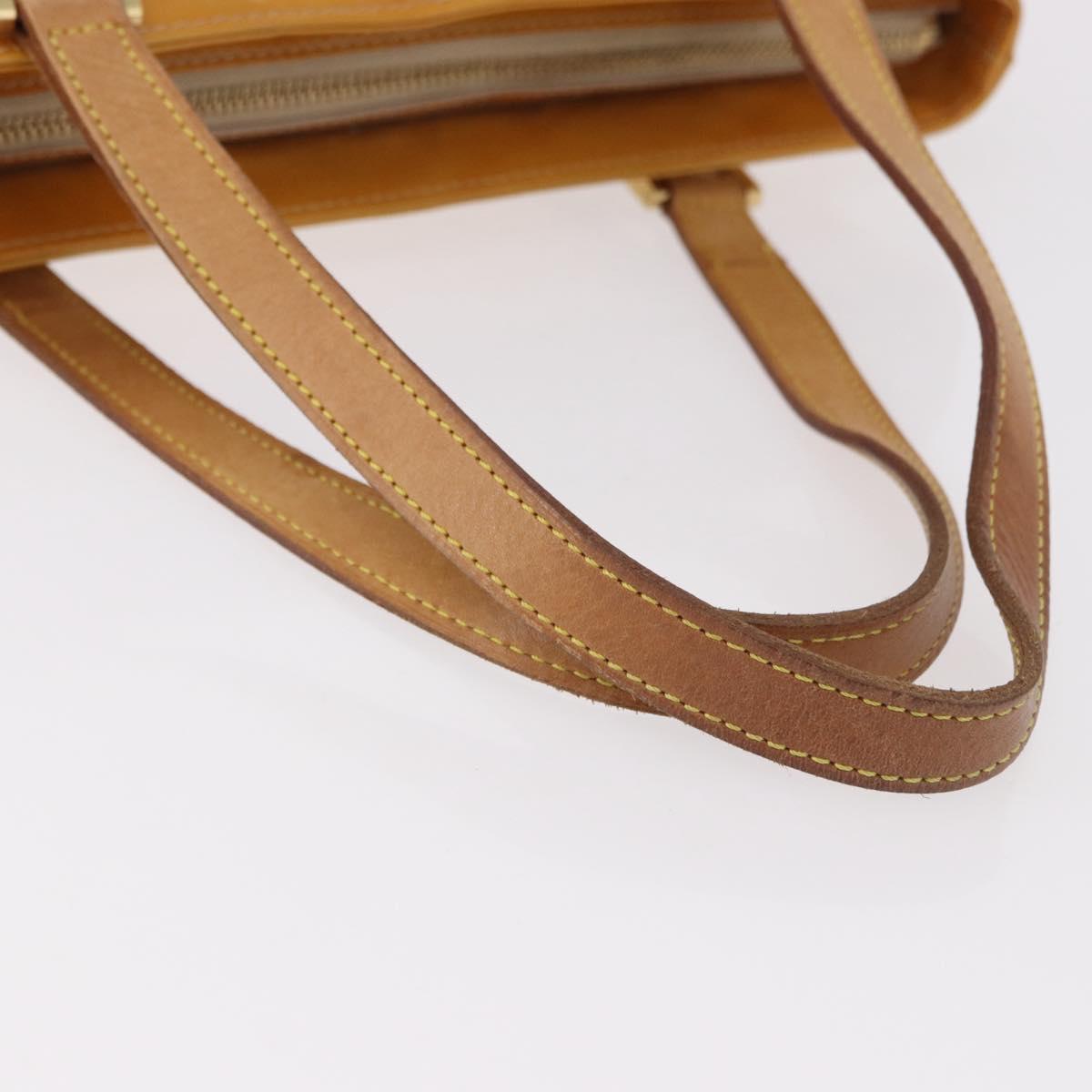 LOUIS VUITTON Monogram Vernis Houston Hand Bag Beige M91004 LV Auth fm5400