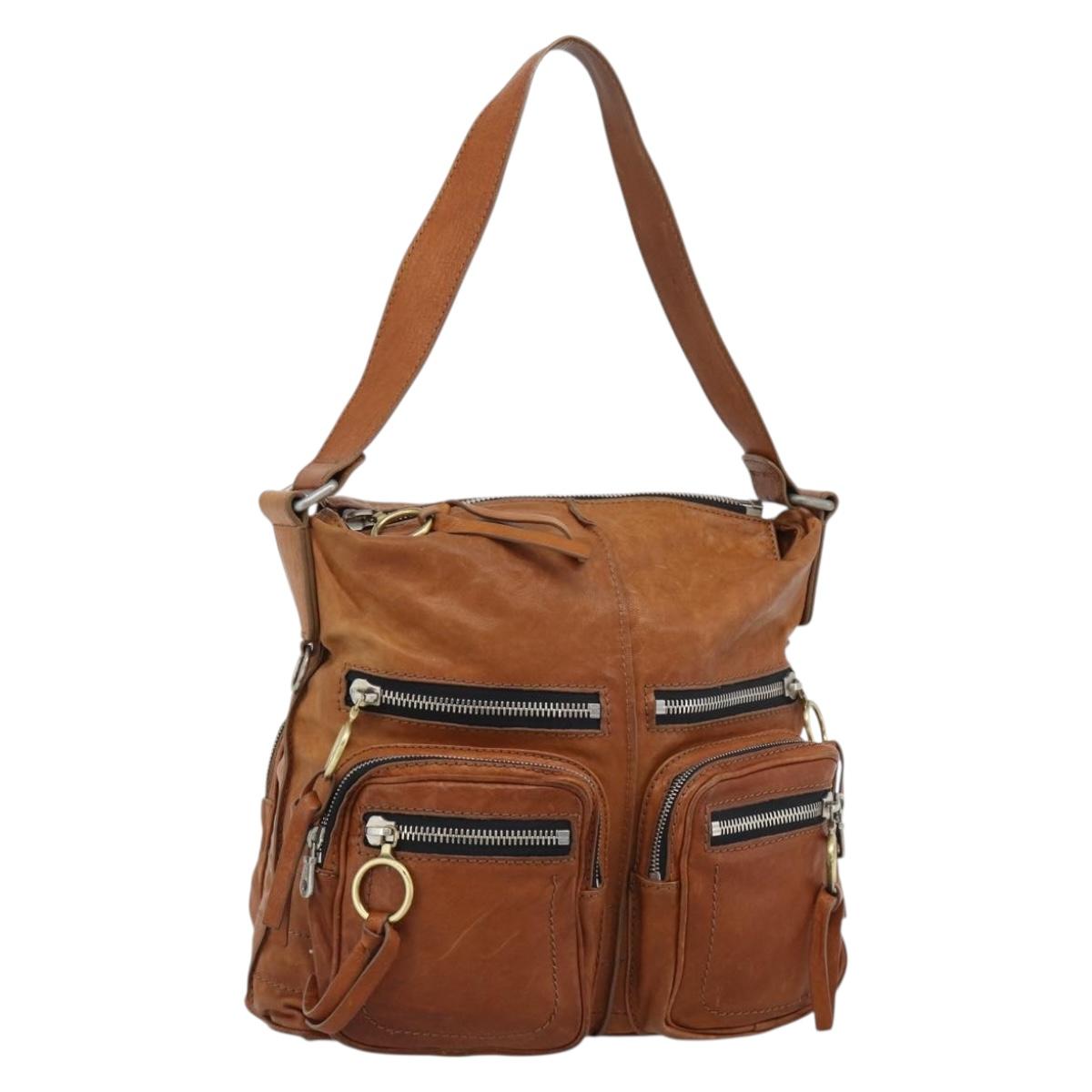 Chloe Betty Shoulder Bag Leather Brown Gold Silver Auth fm5404A
