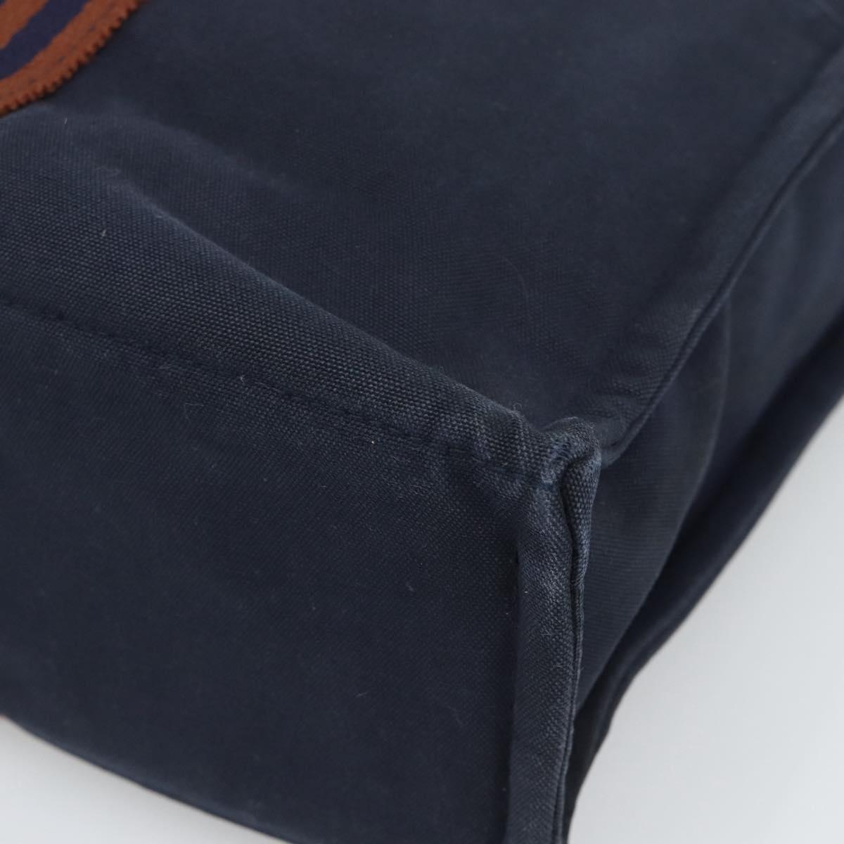 HERMES Fourre Tout MM Hand Bag Canvas Navy Silver Auth fm5406