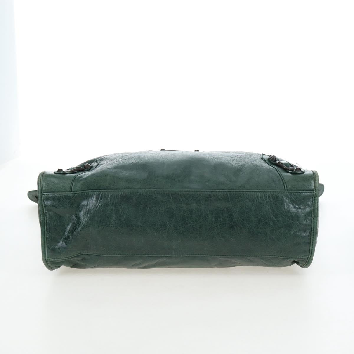 BALENCIAGA The City Hand Bag Leather 2way Green 115748 Auth fm5410V
