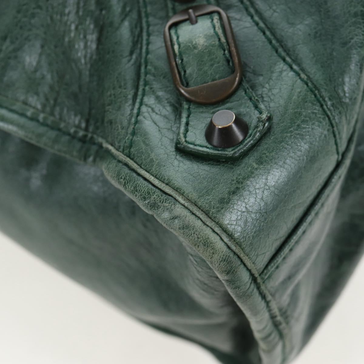 BALENCIAGA The City Hand Bag Leather 2way Green 115748 Auth fm5410V
