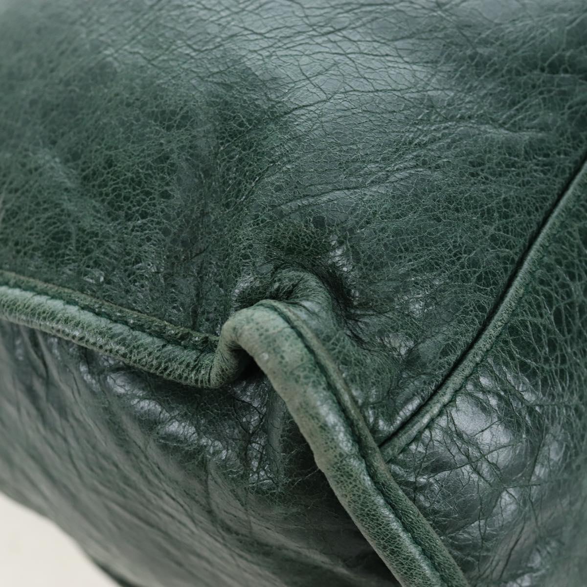 BALENCIAGA The City Hand Bag Leather 2way Green 115748 Auth fm5410V